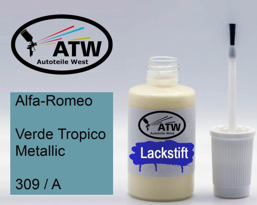 Alfa-Romeo, Verde Tropico Metallic, 309 / A: 20ml Lackstift, von ATW Autoteile West.